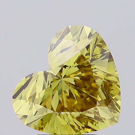 Lab-Grown Heart Diamond - 3.01 Carats, Fancy Vivid Yellow Color, VS1 Clarity - Certified by IGI - Report Number: LG623423291