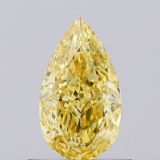 Lab-Grown Pear Diamond - 0.76 Carats, Fancy Vivid Yellow Color, VS2 Clarity - Certified by IGI - Report Number: LG636479239