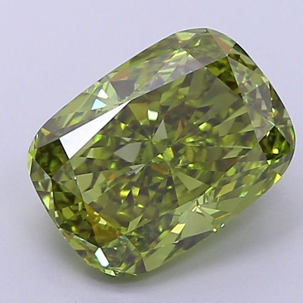 Lab-Grown Cushion Diamond - 3.02 Carats, Fancy Vivid Green Color, VVS2 Clarity - Certified by IGI - Report Number: LG660445485