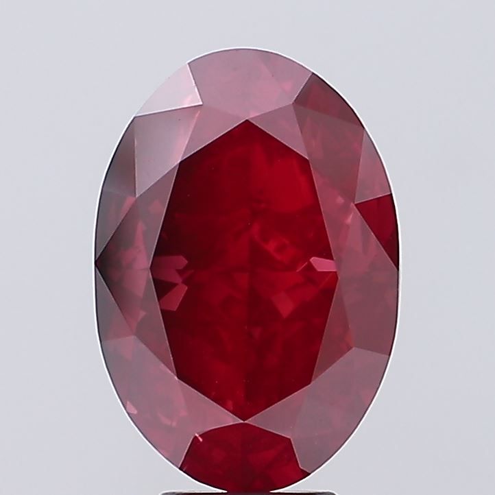 Lab-Grown Oval Diamond - 7.54 Carats, Fancy Vivid Red Color, VS1 Clarity - Certified by IGI - Report Number: LG650486232
