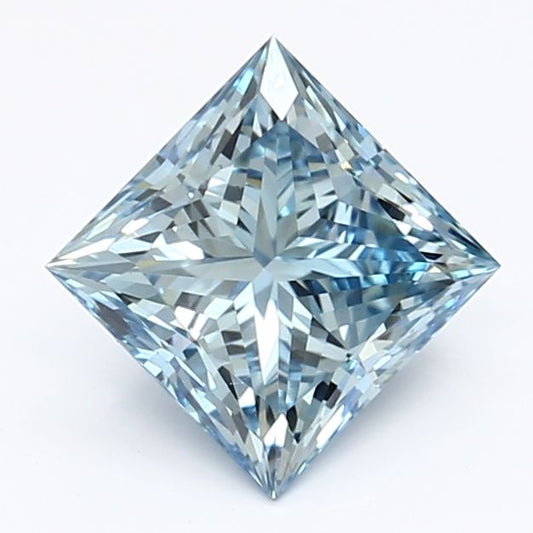 Lab-Grown Princess Diamond - 1.38 Carats, Fancy Vivid Blue Color, VS1 Clarity - Certified by IGI - Report Number: LG629484095