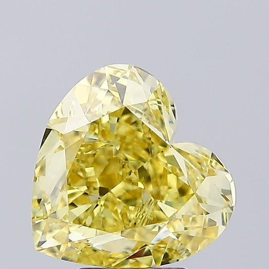 Lab-Grown Heart Diamond - 5.01 Carats, Fancy Vivid Yellow Color, VS1 Clarity - Certified by IGI - Report Number: LG647492362