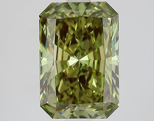 Lab-Grown Radiant Diamond - 2.53 Carats, Fancy Vivid Green Color, VVS2 Clarity - Certified by IGI - Report Number: LG654408294