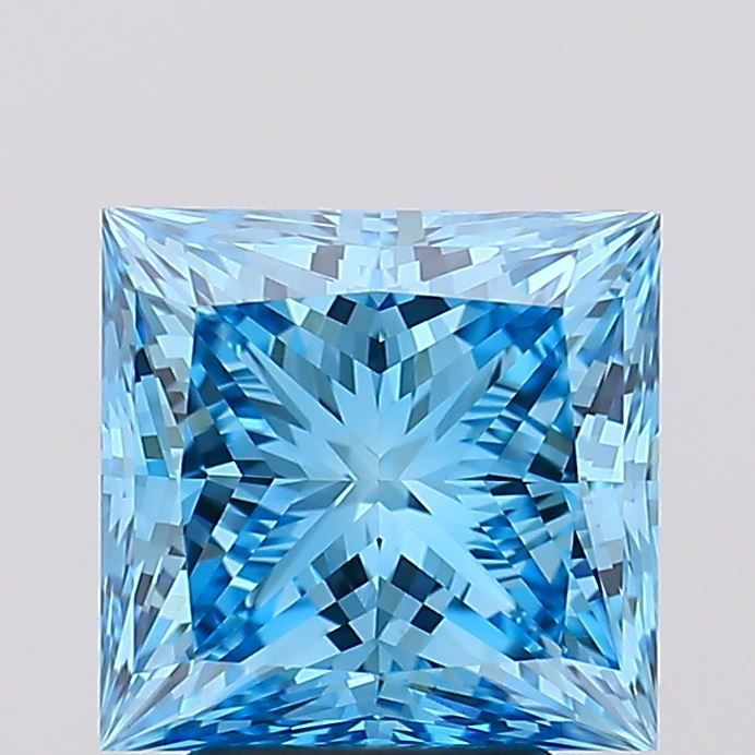 Lab-Grown Princess Diamond - 4.04 Carats, Fancy Vivid Blue Color, VS1 Clarity - Certified by IGI - Report Number: LG647454876