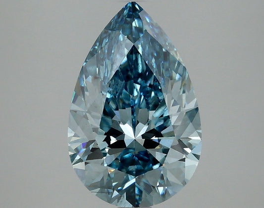 Lab-Grown Pear Diamond - 3.06 Carats, Fancy Vivid Blue Color, VS2 Clarity - Certified by IGI - Report Number: LG634426898