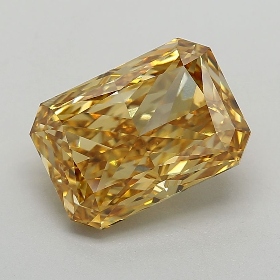 Lab-Grown Radiant Diamond - 5.73 Carats, Fancy Vivid Brownish Yellow Color, VS1 Clarity - Certified by IGI - Report Number: LG647483092