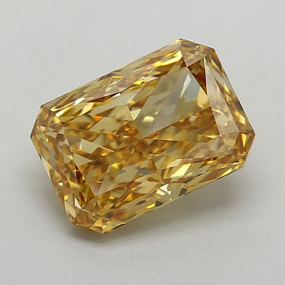 Lab-Grown Radiant Diamond - 5.73 Carats, Fancy Vivid Brownish Yellow Color, VS1 Clarity - Certified by IGI - Report Number: LG647483092