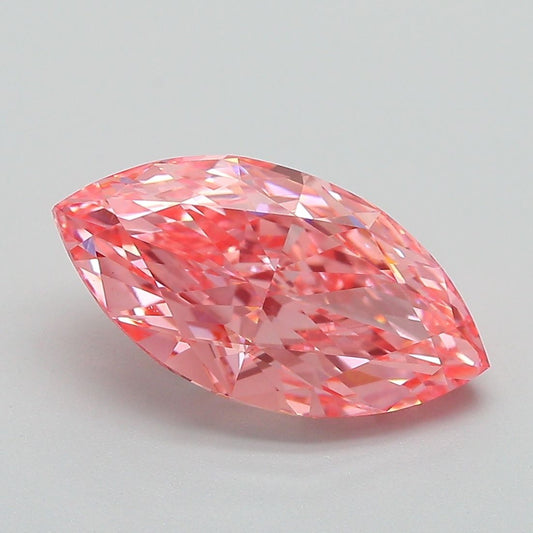 Lab-Grown Marquise Diamond - 3.02 Carats, Fancy Vivid Pink Color, VVS2 Clarity - Certified by IGI - Report Number: LG669403933