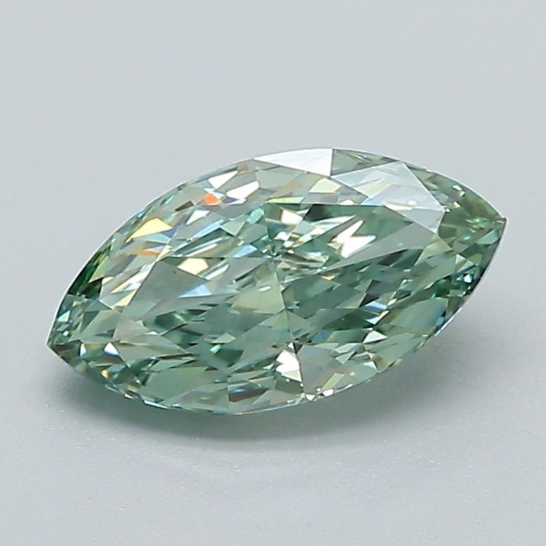 Lab-Grown Marquise Diamond - 1.17 Carats, Fancy Vivid Green Color, VS1 Clarity - Certified by IGI - Report Number: LG636490224