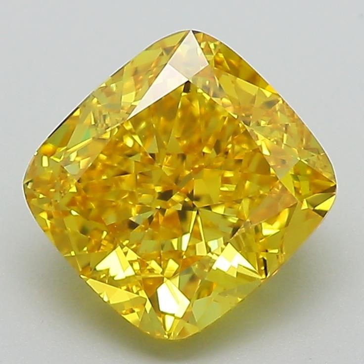 Lab-Grown Cushion Diamond - 2.51 Carats, Fancy Vivid Yellow Color, VVS2 Clarity - Certified by IGI - Report Number: LG588347588