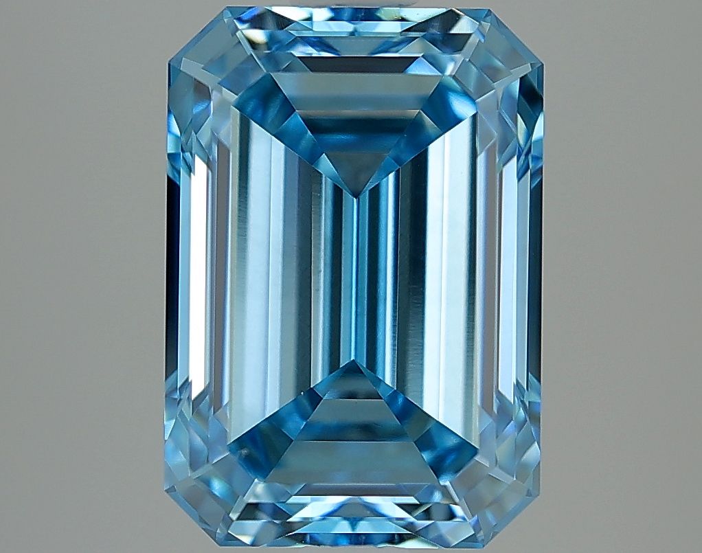Lab-Grown Emerald Diamond - 5.26 Carats, Fancy Vivid Blue Color, VVS2 Clarity - Certified by IGI - Report Number: LG629475044
