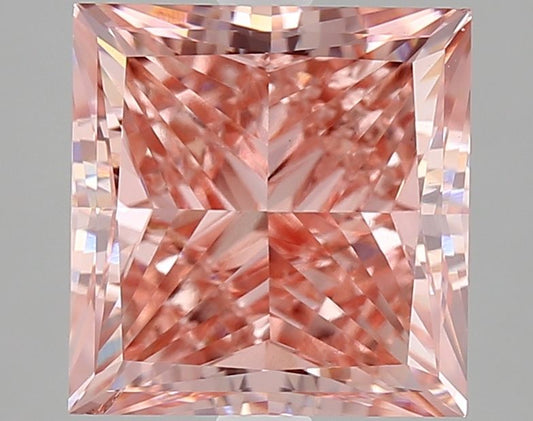 Lab-Grown Princess Diamond - 3.7 Carats, Fancy Intense Pink Color, VS2 Clarity - Certified by IGI - Report Number: LG533291138