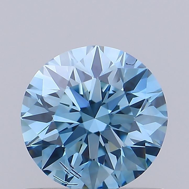 Lab-Grown Round Diamond - 0.68 Carats, Fancy Vivid Blue Color, SI2 Clarity - Certified by IGI - Report Number: LG677505784