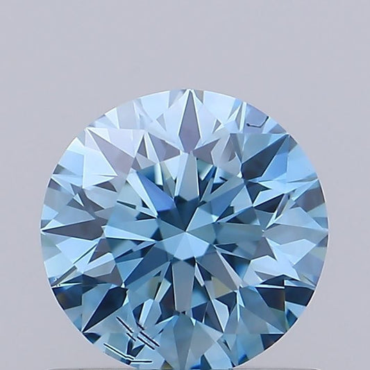 Lab-Grown Round Diamond - 0.68 Carats, Fancy Vivid Blue Color, SI2 Clarity - Certified by IGI - Report Number: LG677505784
