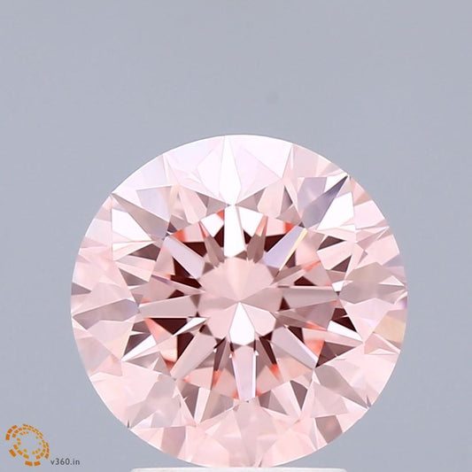 Lab-Grown Round Diamond - 3.07 Carats, Fancy Vivid Pink Color, VVS2 Clarity - Certified by IGI - Report Number: LG674560269