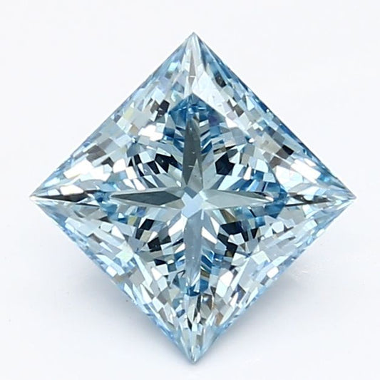 Lab-Grown Princess Diamond - 1.38 Carats, Fancy Vivid Blue Color, VS1 Clarity - Certified by IGI - Report Number: LG633433902