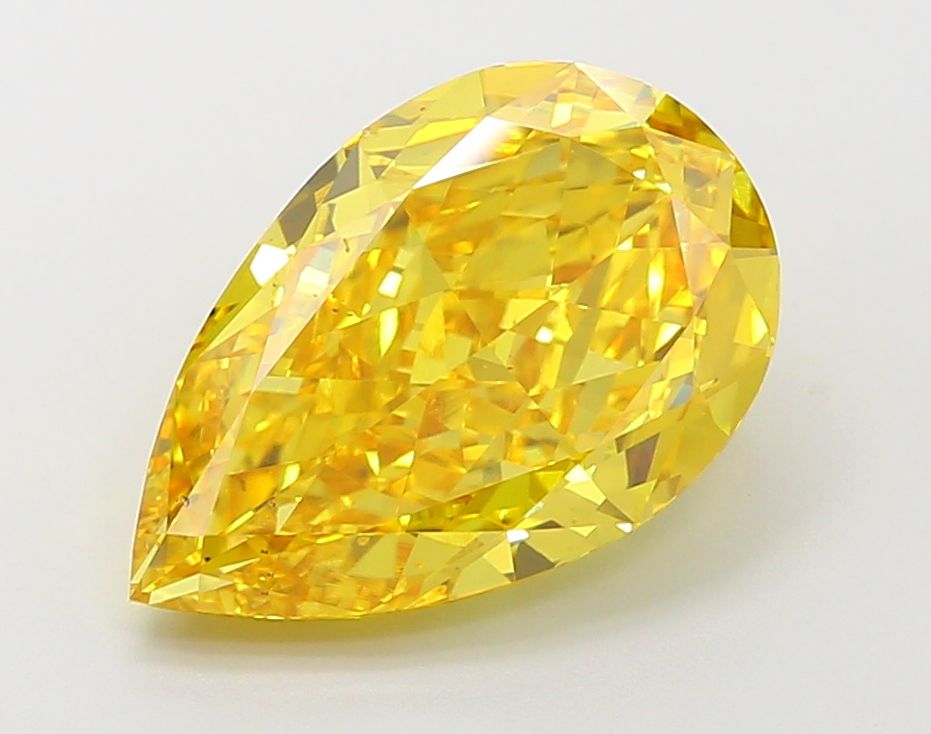 Lab-Grown Pear Diamond - 4.82 Carats, Fancy Vivid Yellow Color, VS2 Clarity - Certified by IGI - Report Number: LG675531972