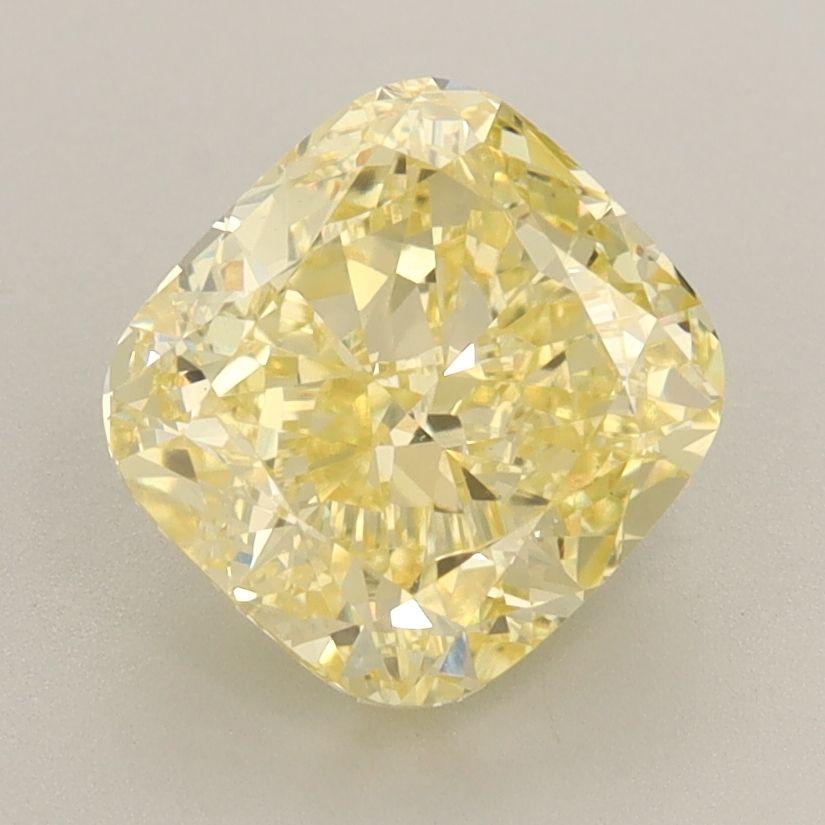 Lab-Grown Cushion Diamond - 2.54 Carats, Fancy Vivid Yellow Color, VS1 Clarity - Certified by IGI - Report Number: LG648450025