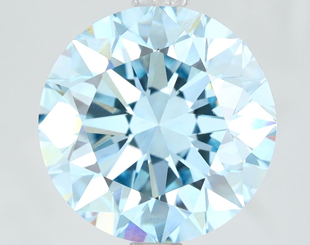 Lab-Grown Round Diamond - 4.0 Carats, Fancy Vivid Blue Color, VS2 Clarity - Certified by IGI - Report Number: LG619430607