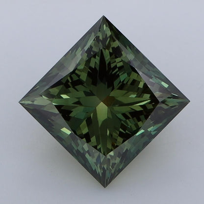 Lab-Grown Princess Diamond - 4.02 Carats, Fancy Vivid Green Color, VS1 Clarity - Certified by IGI - Report Number: LG557225291