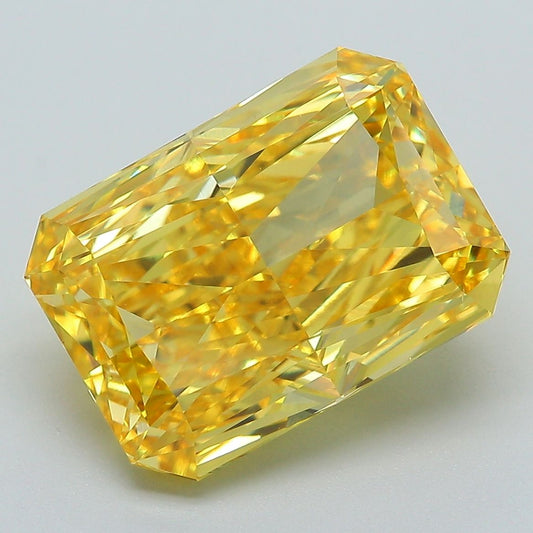 Lab-Grown Radiant Diamond - 8.04 Carats, Fancy Vivid Yellow Color, VS1 Clarity - Certified by IGI - Report Number: LG681583295