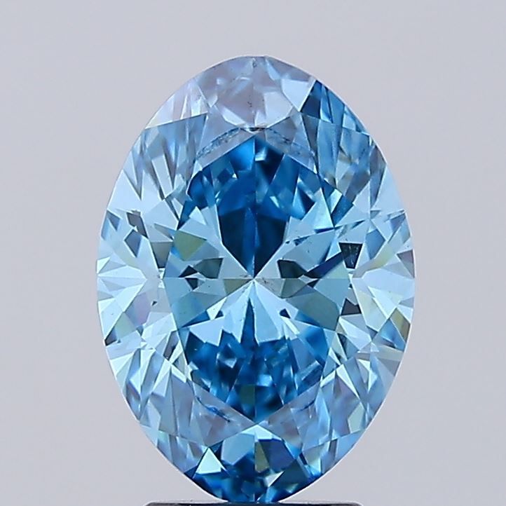 Lab-Grown Oval Diamond - 3.04 Carats, Fancy Vivid Blue Color, VS1 Clarity - Certified by IGI - Report Number: LG650480717