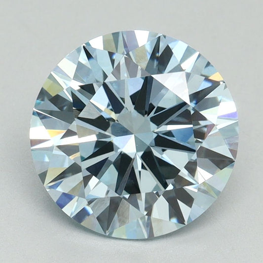 Lab-Grown Round Diamond - 3.01 Carats, Fancy Intense Blue Color, VVS2 Clarity - Certified by IGI - Report Number: LG636401540