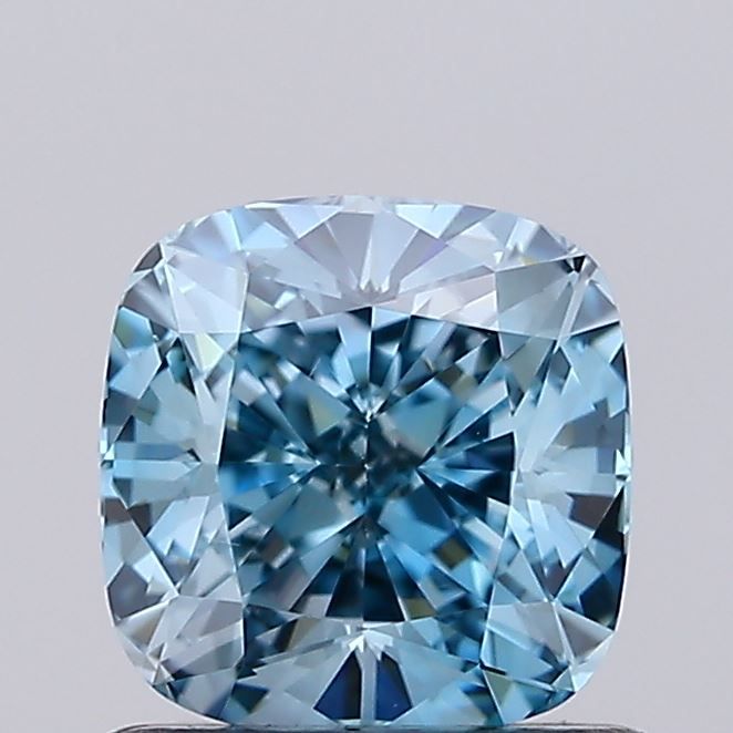 Lab-Grown Cushion Diamond - 1.01 Carats, Fancy Vivid Blue Color, VS2 Clarity - Certified by IGI - Report Number: LG674511583