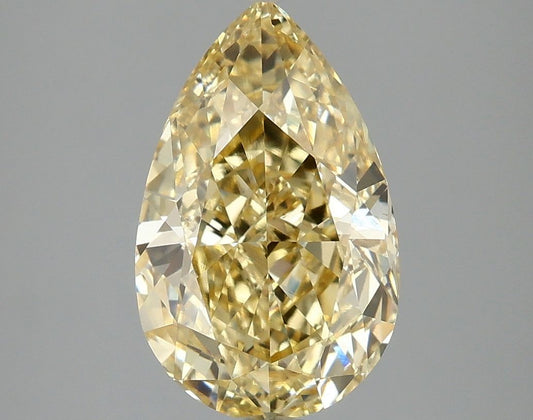 Lab-Grown Pear Diamond - 3.02 Carats, Fancy Intense Yellow Color, VVS2 Clarity - Certified by IGI - Report Number: LG667438906