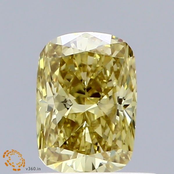 Lab-Grown Cushion Diamond - 0.53 Carats, Fancy Vivid Yellow Color, VS1 Clarity - Certified by IGI - Report Number: LG660468638