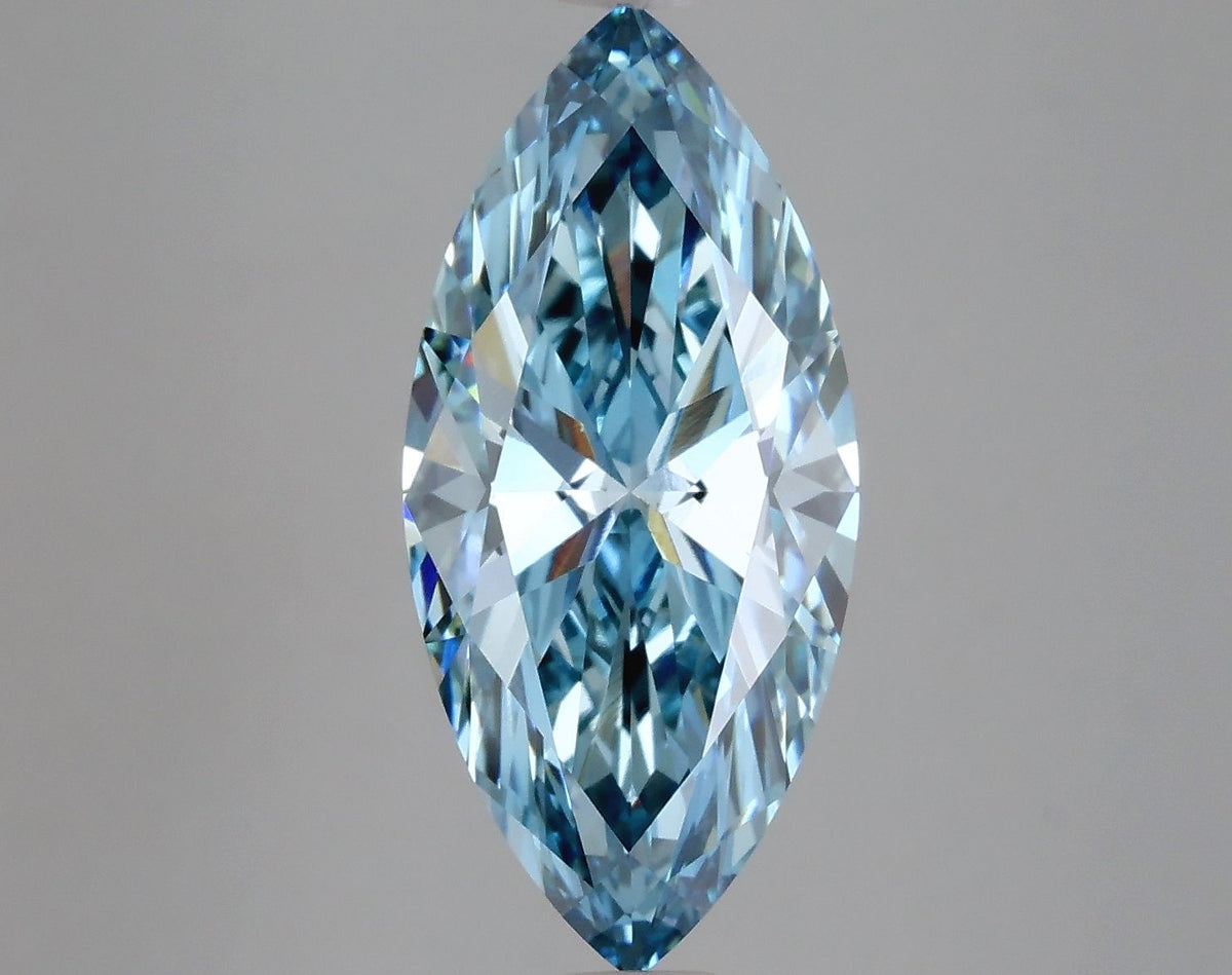 Lab-Grown Marquise Diamond - 4.09 Carats, Fancy Vivid Blue Color, VS1 Clarity - Certified by IGI - Report Number: LG633446296