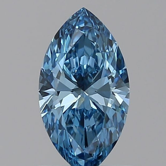 Lab-Grown Marquise Diamond - 0.71 Carats, Fancy Vivid Blue Color, VS1 Clarity - Certified by IGI - Report Number: LG585334774