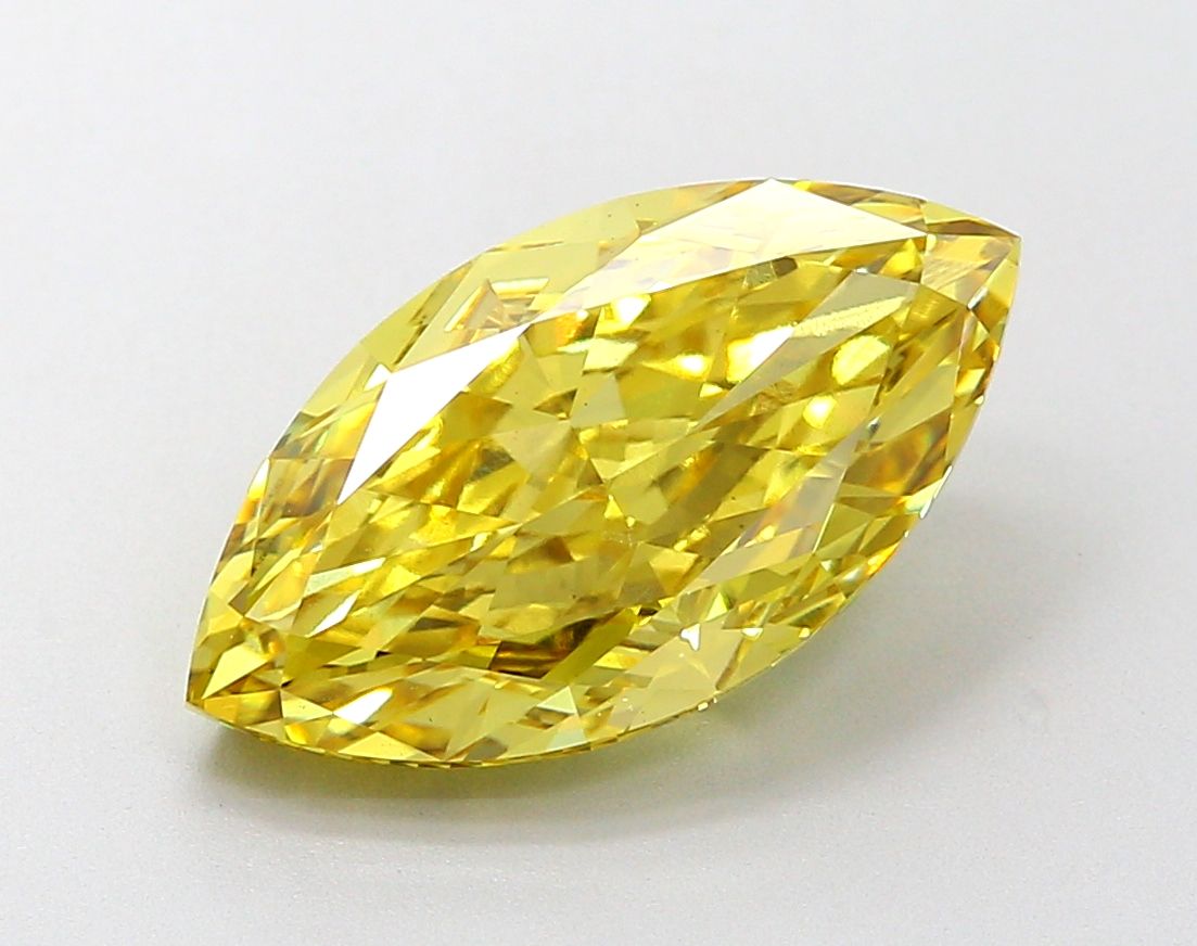 Lab-Grown Marquise Diamond - 6.23 Carats, Fancy Vivid Yellow Color, VS1 Clarity - Certified by IGI - Report Number: LG649458282