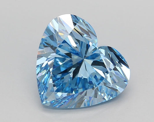 Lab-Grown Heart Diamond - 3.06 Carats, Fancy Vivid Blue Color, VVS2 Clarity - Certified by IGI - Report Number: LG660429281