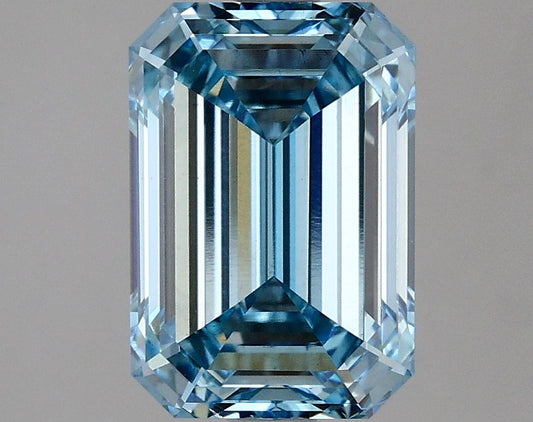 Lab-Grown Emerald Diamond - 3.02 Carats, Fancy Vivid Blue Color, VS2 Clarity - Certified by IGI - Report Number: LG636431228