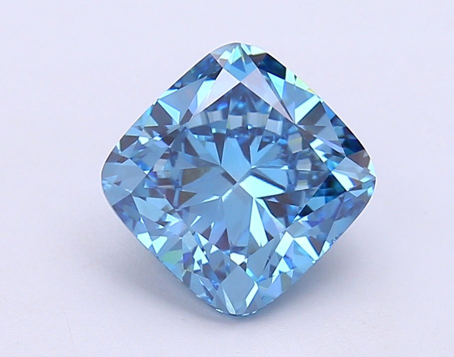 Lab-Grown Cushion Diamond - 3.02 Carats, Fancy Vivid Blue Color, VS2 Clarity - Certified by IGI - Report Number: LG684510349