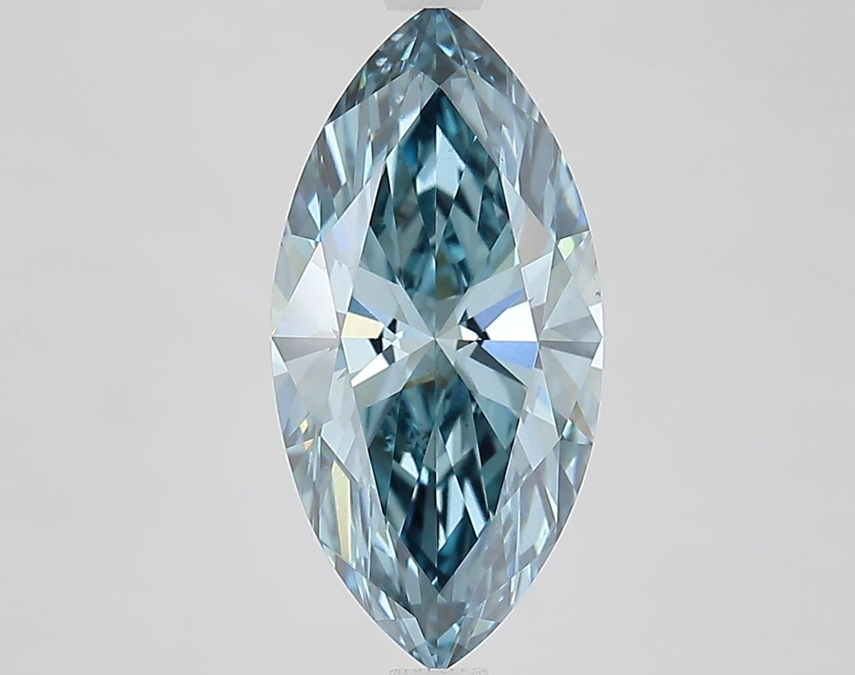 Lab-Grown Marquise Diamond - 3.0 Carats, Fancy Vivid Blue Color, VS1 Clarity - Certified by IGI - Report Number: LG685562272