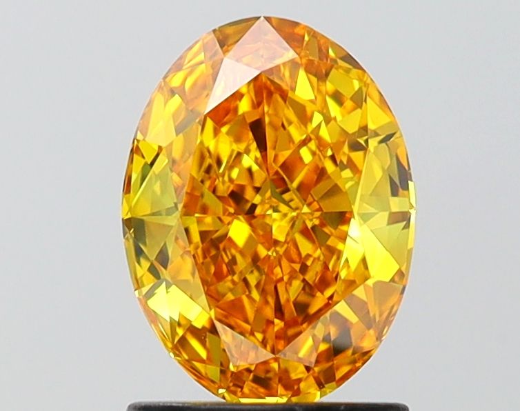 Lab-Grown Oval Diamond - 1.45 Carats, Fancy Vivid Yellow Color, VVS2 Clarity - Certified by IGI - Report Number: LG649497852