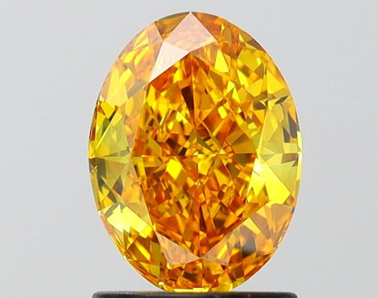 Lab-Grown Oval Diamond - 1.45 Carats, Fancy Vivid Yellow Color, VVS2 Clarity - Certified by IGI - Report Number: LG649497852