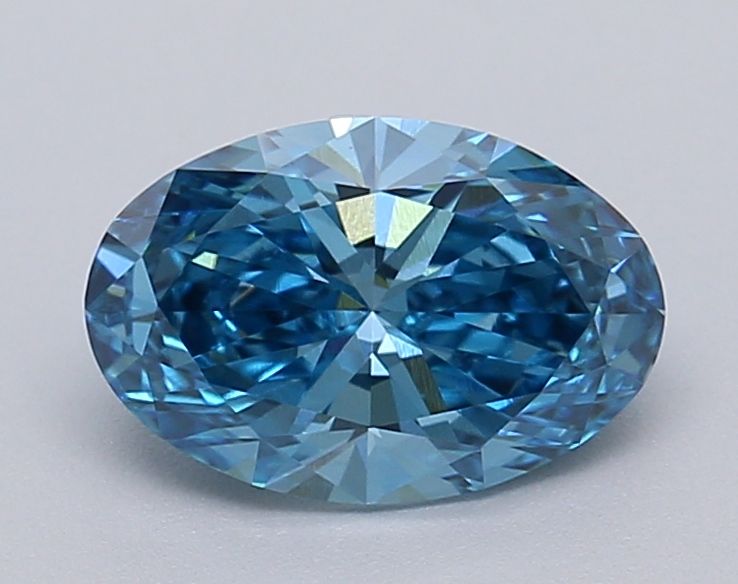 Lab-Grown Oval Diamond - 0.96 Carats, Fancy Vivid Blue Color, VVS2 Clarity - Certified by IGI - Report Number: LG613349365
