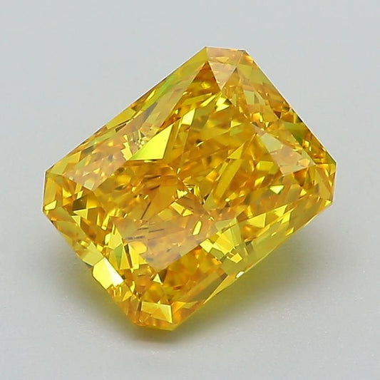 Lab-Grown Radiant Diamond - 2.45 Carats, Fancy Vivid Yellow Color, VVS2 Clarity - Certified by IGI - Report Number: LG588348189
