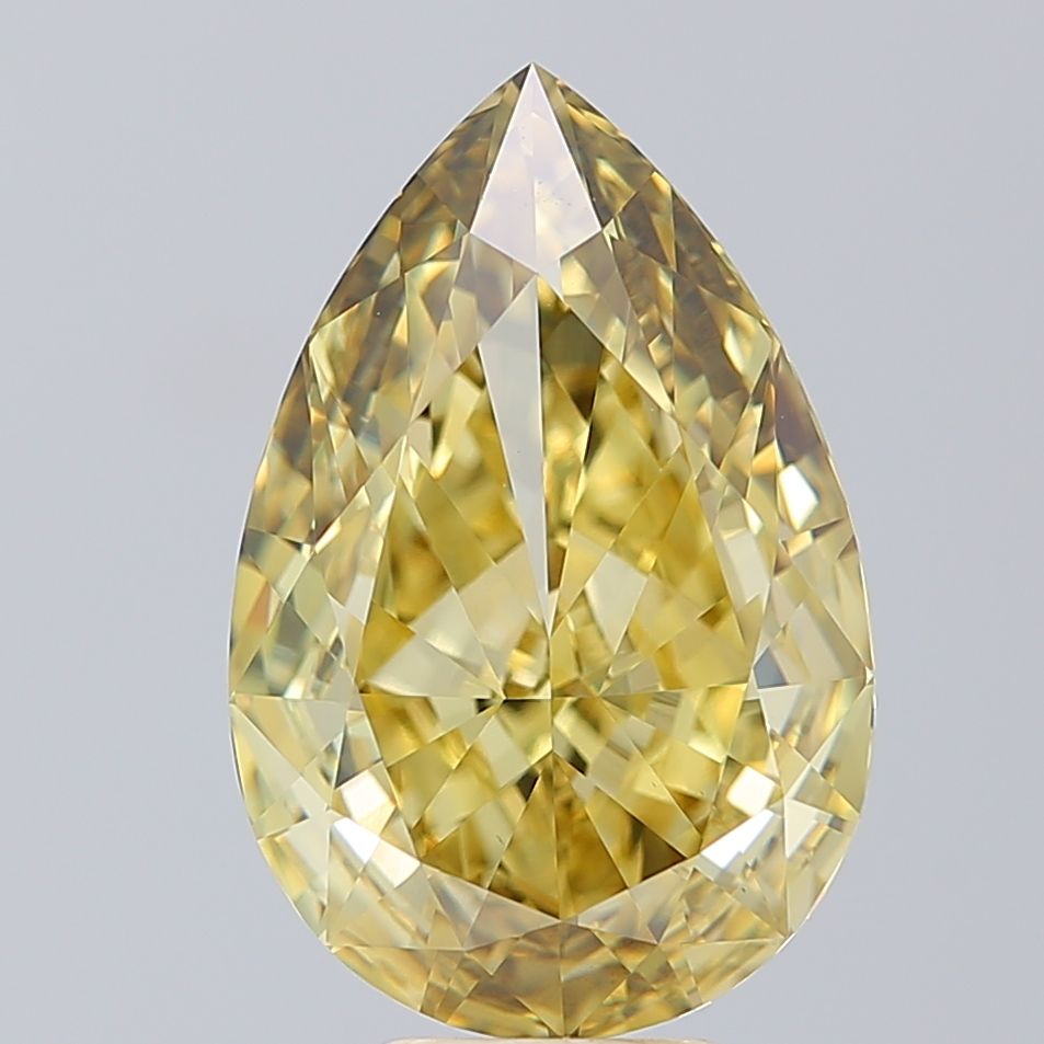Lab-Grown Pear Diamond - 7.31 Carats, Fancy Intense Yellow Color, VS1 Clarity - Certified by IGI - Report Number: LG634403741