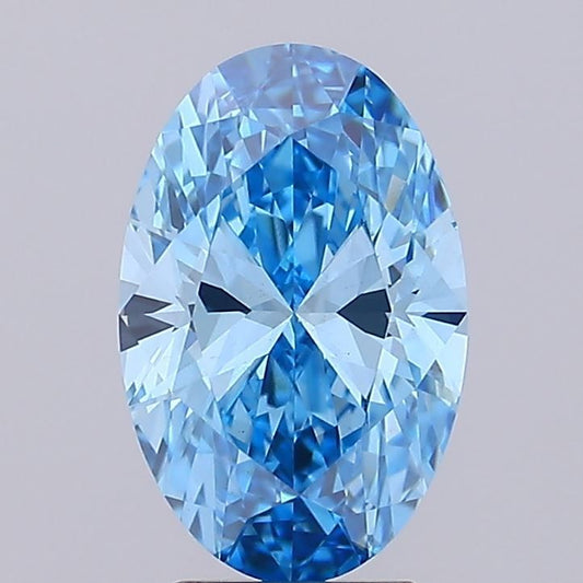 Lab-Grown Oval Diamond - 3.0 Carats, Fancy Vivid Blue Color, VS1 Clarity - Certified by IGI - Report Number: LG689506803