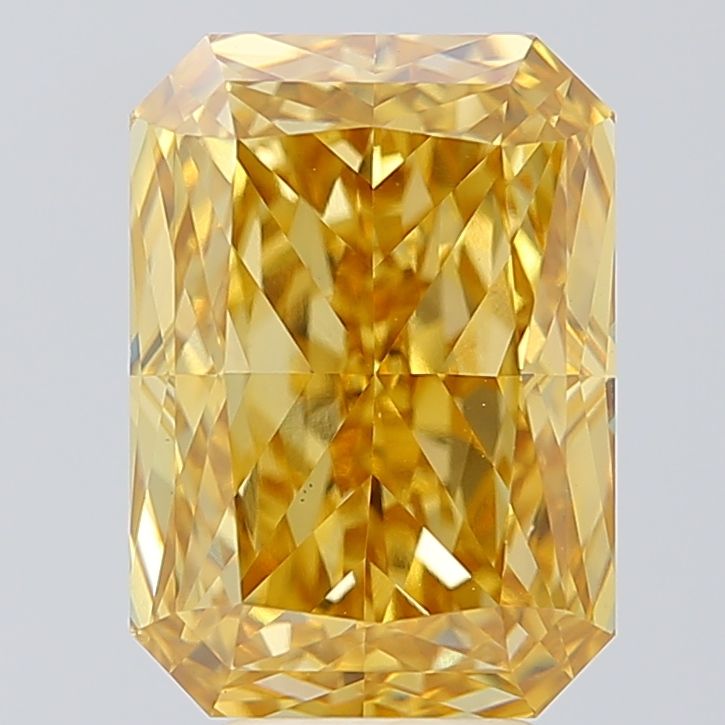 Lab-Grown Radiant Diamond - 5.73 Carats, Fancy Vivid Brownish Yellow Color, VS1 Clarity - Certified by IGI - Report Number: LG647483092