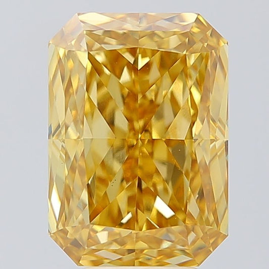 Lab-Grown Radiant Diamond - 5.73 Carats, Fancy Vivid Brownish Yellow Color, VS1 Clarity - Certified by IGI - Report Number: LG647483092