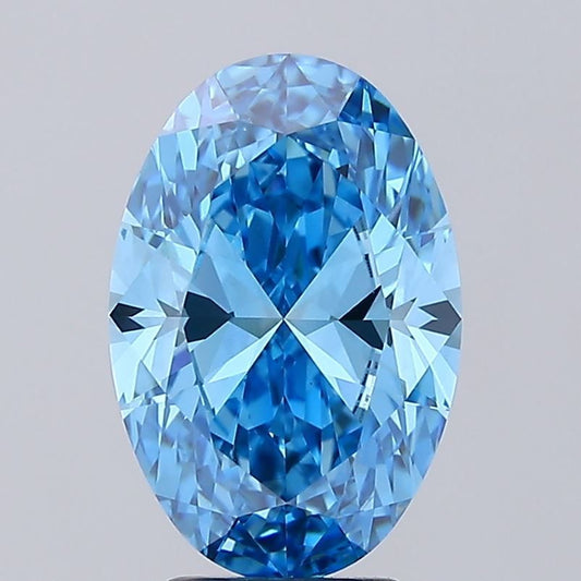 Lab-Grown Oval Diamond - 4.03 Carats, Fancy Vivid Blue Color, VS1 Clarity - Certified by IGI - Report Number: LG685586056