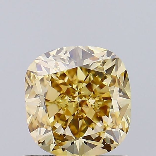 Lab-Grown Cushion Diamond - 1.01 Carats, Fancy Brown Yellow Color, VS1 Clarity - Certified by IGI - Report Number: LG649453594