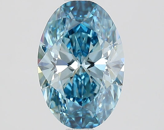 Lab-Grown Oval Diamond - 1.52 Carats, Fancy Vivid Blue Color, VVS2 Clarity - Certified by IGI - Report Number: LG686501576