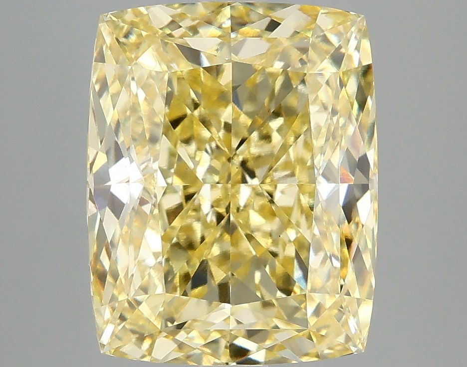 Lab-Grown Cushion Diamond - 5.02 Carats, Fancy Vivid Yellow Color, VS2 Clarity - Certified by IGI - Report Number: LG687583282