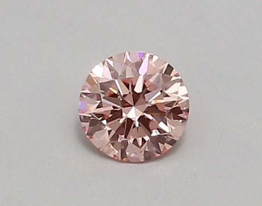 Lab-Grown Round Diamond - 0.39 Carats, Fancy Vivid Pink Color, VS2 Clarity - Certified by IGI - Report Number: LG689536902